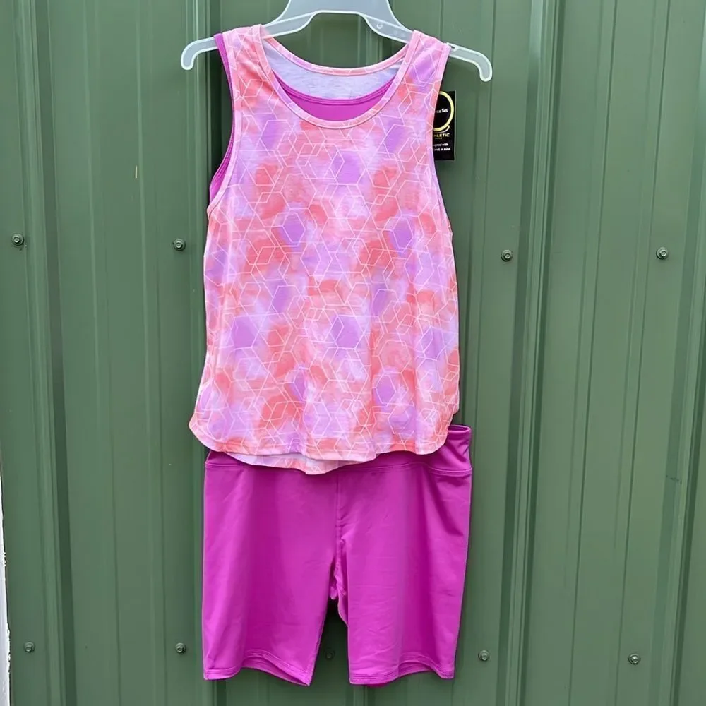 Girls Tank Top Bike Shorts Sports Bras Leggings & T-Shirt 6-Piece Set Size XXL